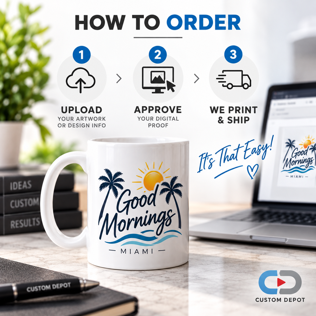 Personalized 11 oz Ceramic Coffee Mug – Custom Photo, Logo or Text