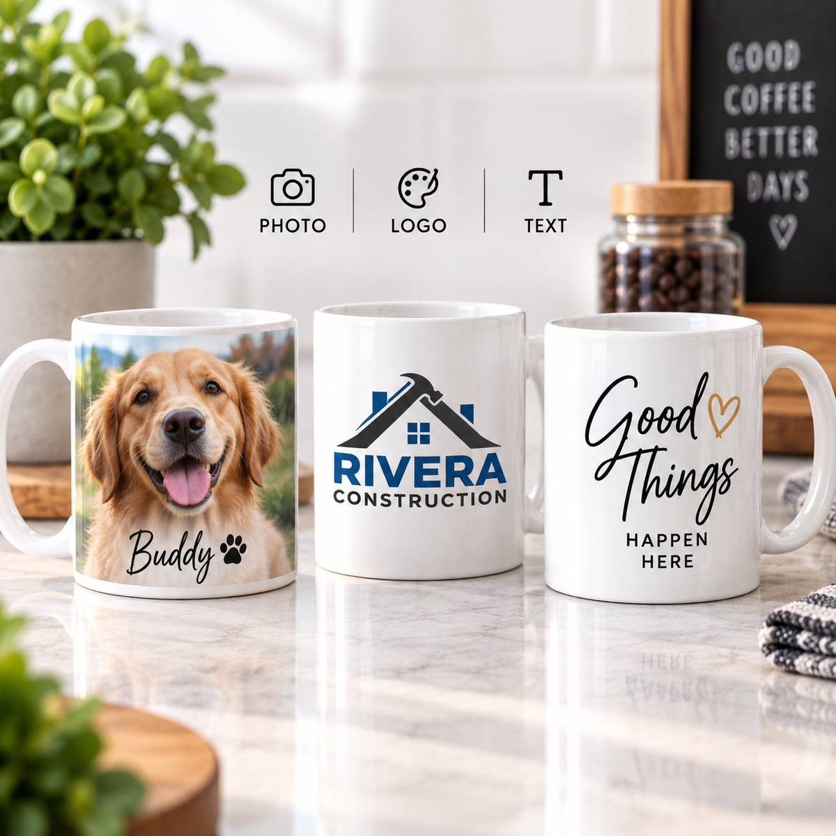 Personalized 11 oz Ceramic Coffee Mug – Custom Photo, Logo or Text