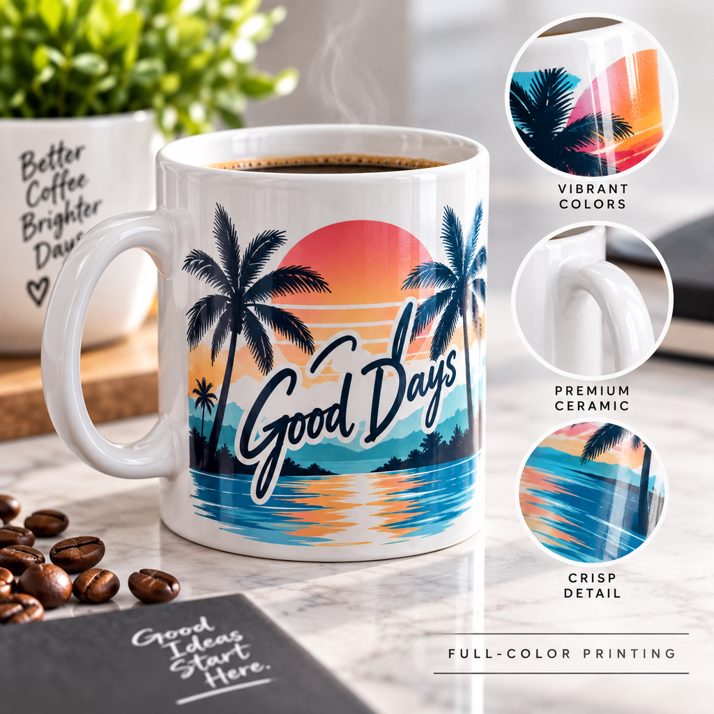 Personalized 11 oz Ceramic Coffee Mug – Custom Photo, Logo or Text
