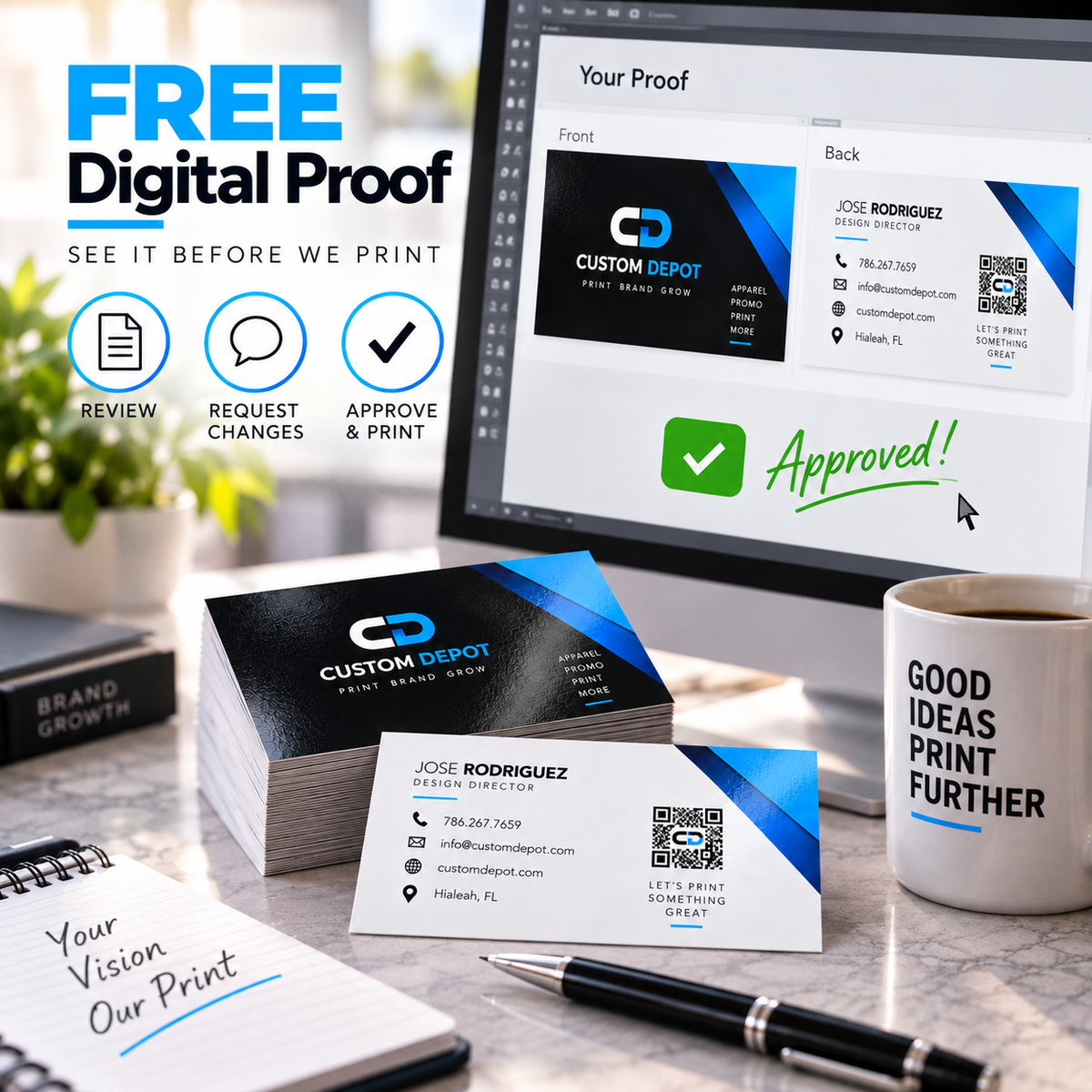 Custom Business Cards – 14pt Premium Cardstock | Full Color, Double-Sided UV Gloss Printing