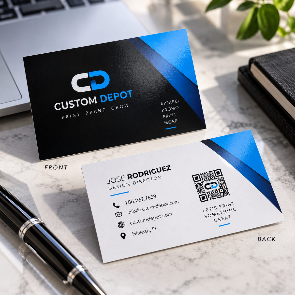 Custom Business Cards – 14pt Premium Cardstock | Full Color, Double-Sided UV Gloss Printing