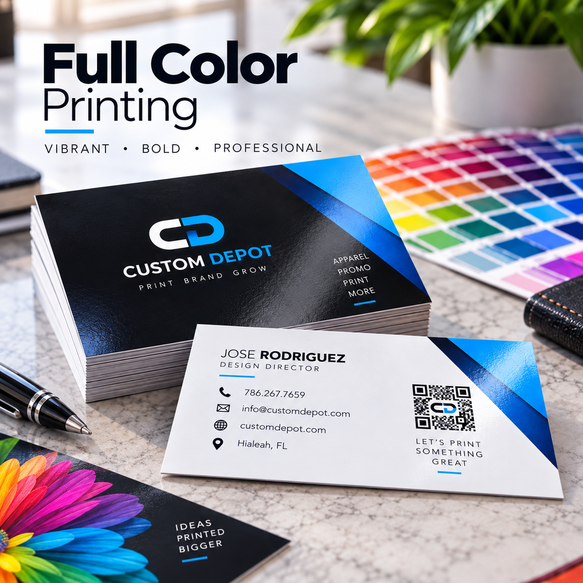 Custom Business Cards – 14pt Premium Cardstock | Full Color, Double-Sided UV Gloss Printing