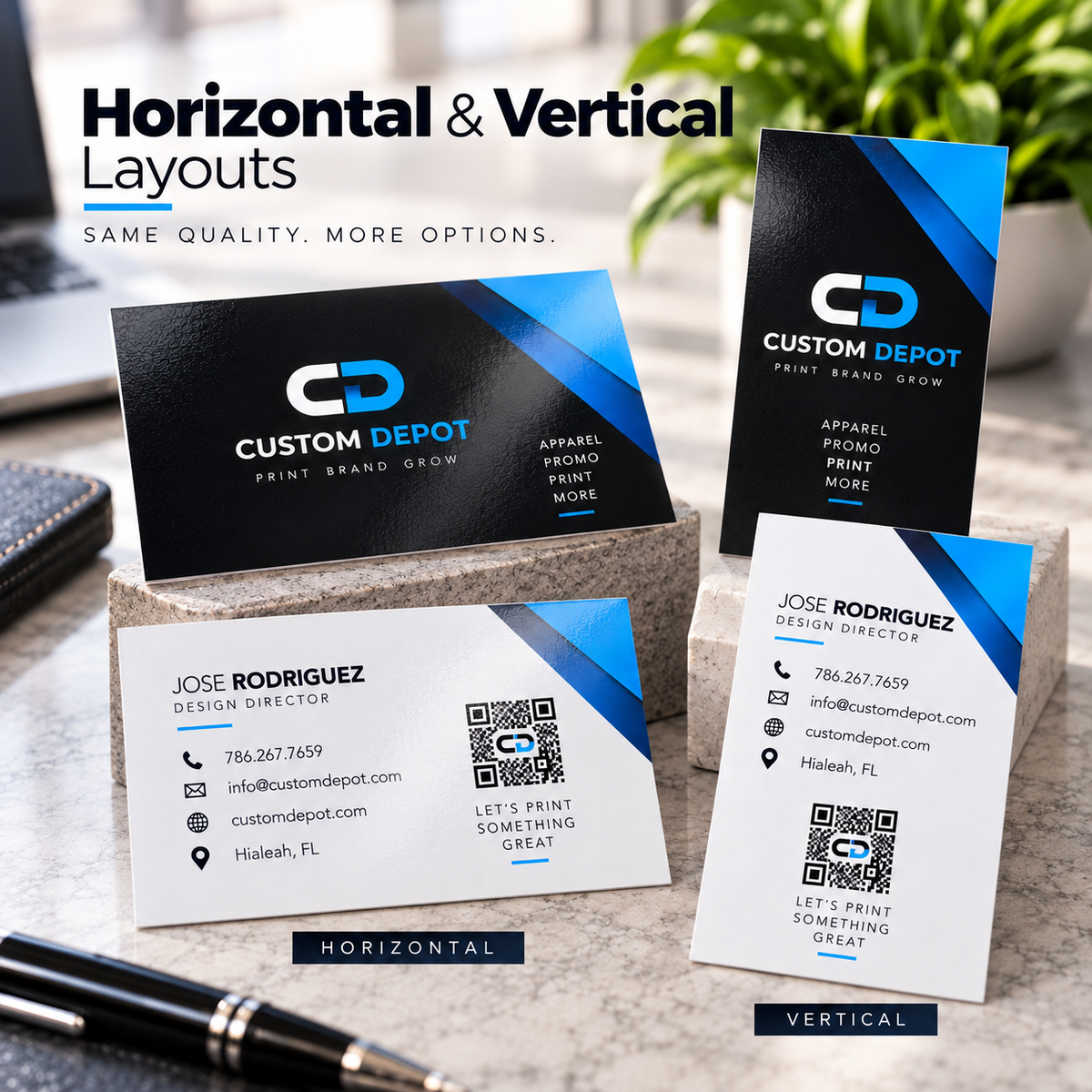 Custom Business Cards – 14pt Premium Cardstock | Full Color, Double-Sided UV Gloss Printing