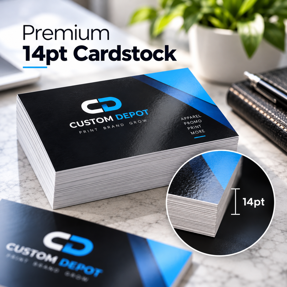 Custom Business Cards – 14pt Premium Cardstock | Full Color, Double-Sided UV Gloss Printing