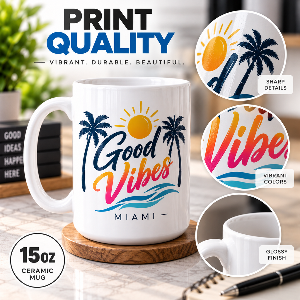 Personalized 15 oz Ceramic Coffee Mug – Custom Photo, Logo or Text