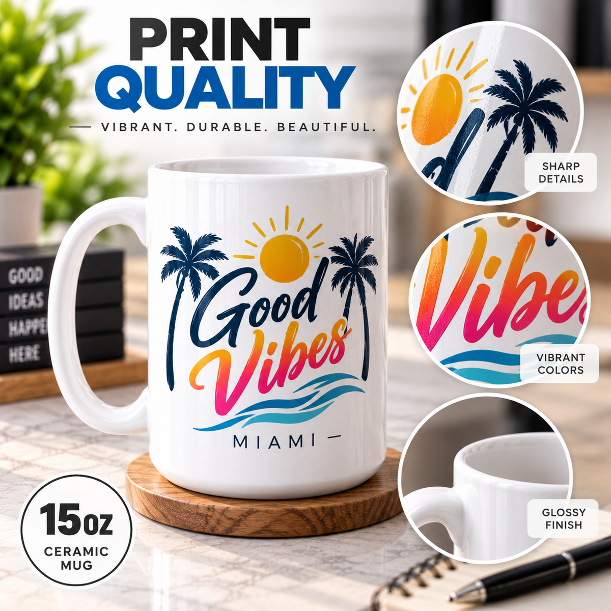 Personalized 15 oz Ceramic Coffee Mug – Custom Photo, Logo or Text