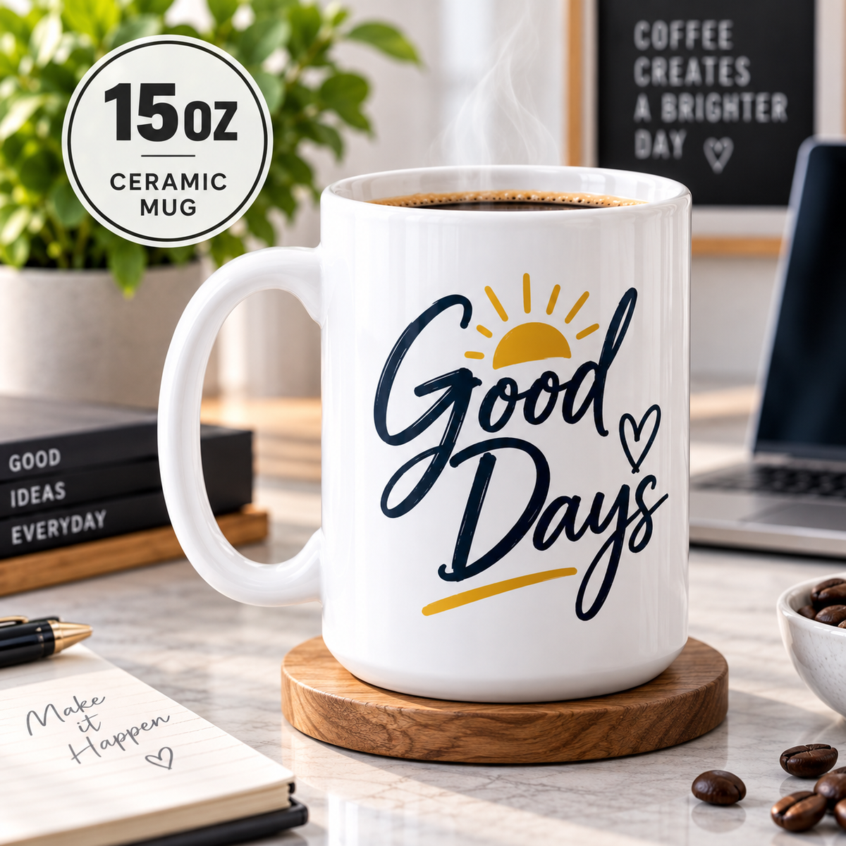 Personalized 15 oz Ceramic Coffee Mug – Custom Photo, Logo or Text