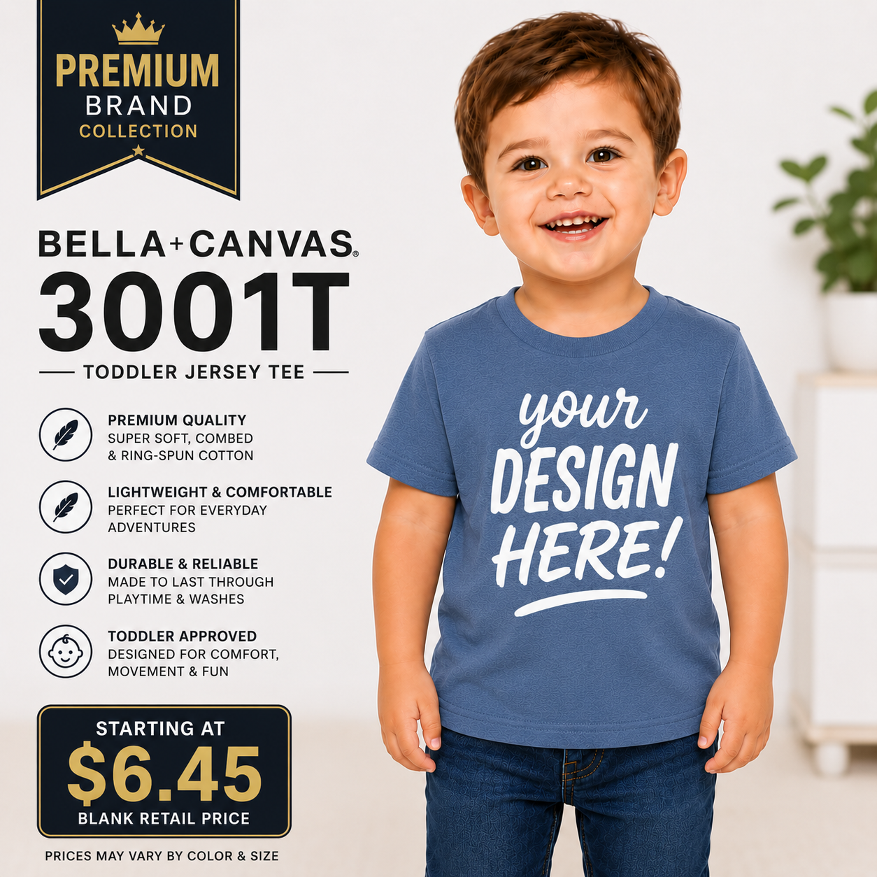 Bella + Canvas 3001T Toddler Jersey T-Shirt
