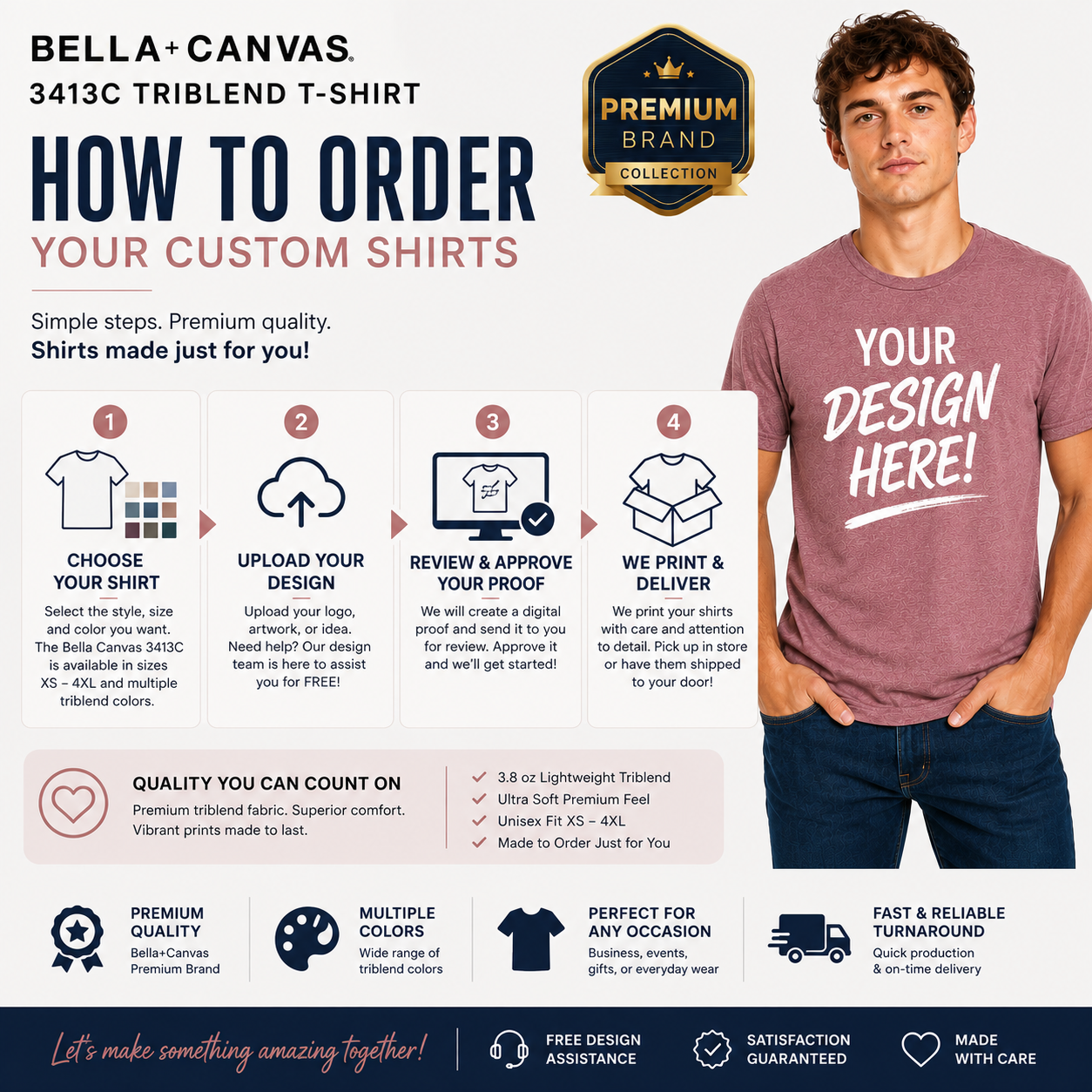 Custom Bella + Canvas Adult Unisex  Tri-Blend T-Shirt | Premium Soft  Tee (3413)