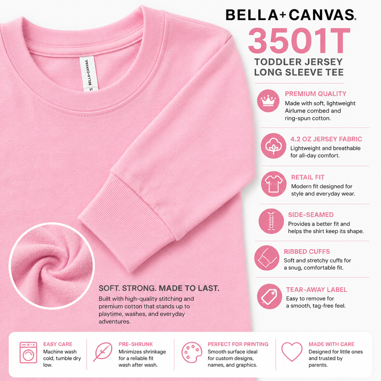 Bella+Canvas Toddler Jersey Long Sleeve Tee (3501T)