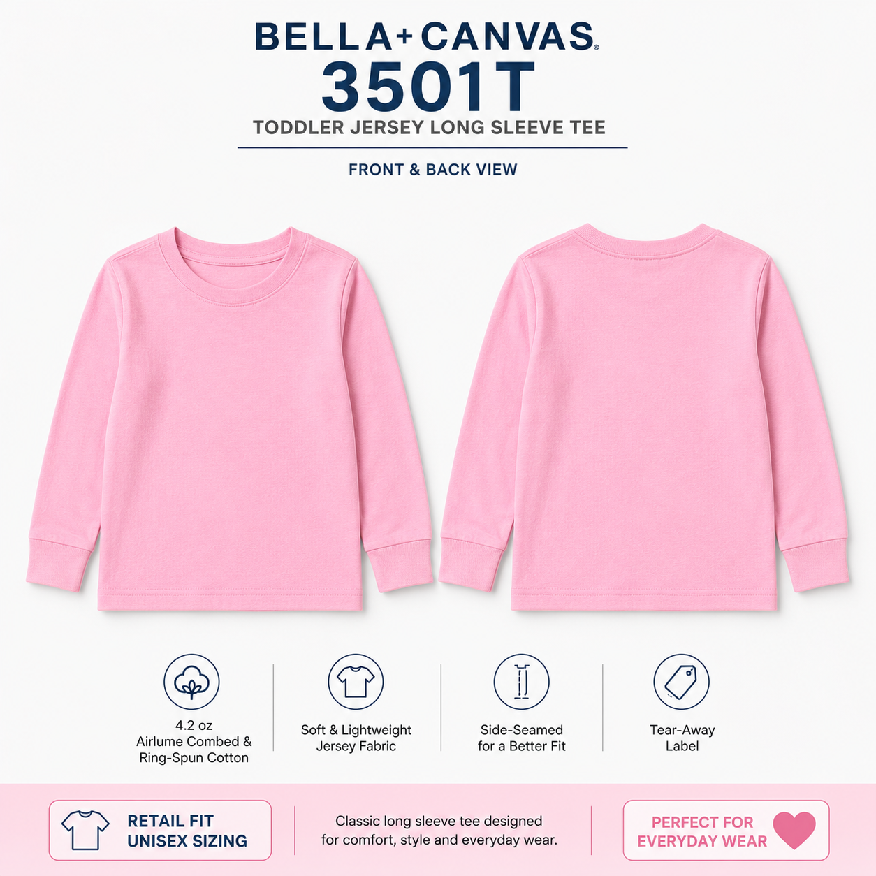 Bella+Canvas Toddler Jersey Long Sleeve Tee (3501T)