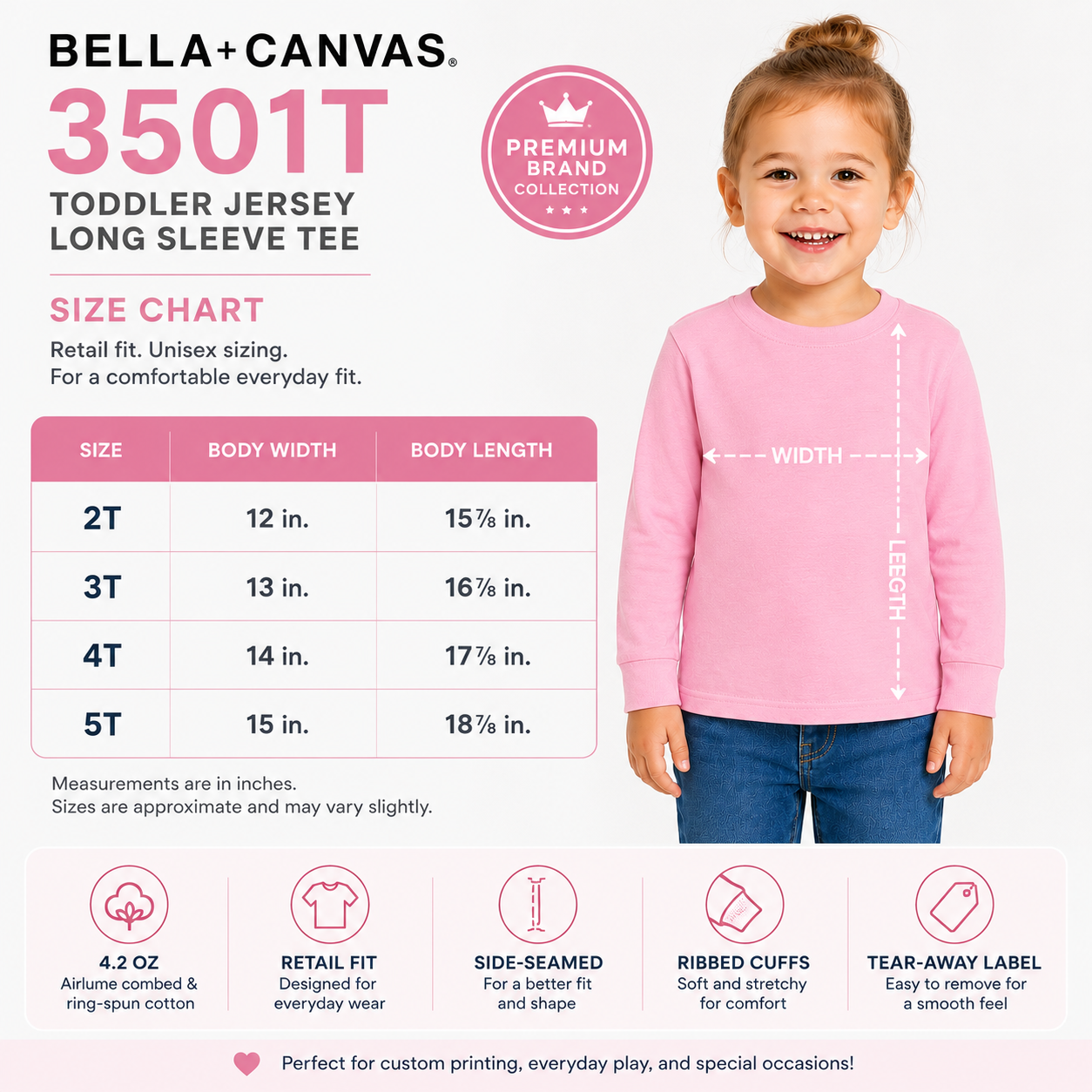 Bella+Canvas Toddler Jersey Long Sleeve Tee (3501T)