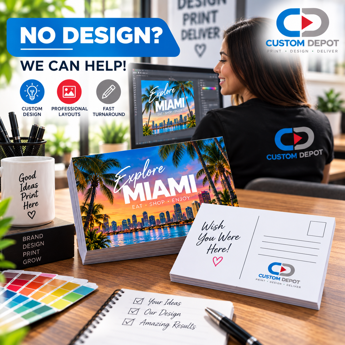 Custom 4" × 6" Postcard Printing – Full Color Business Marketing & Promotional Postcards | 14pt Cardstock