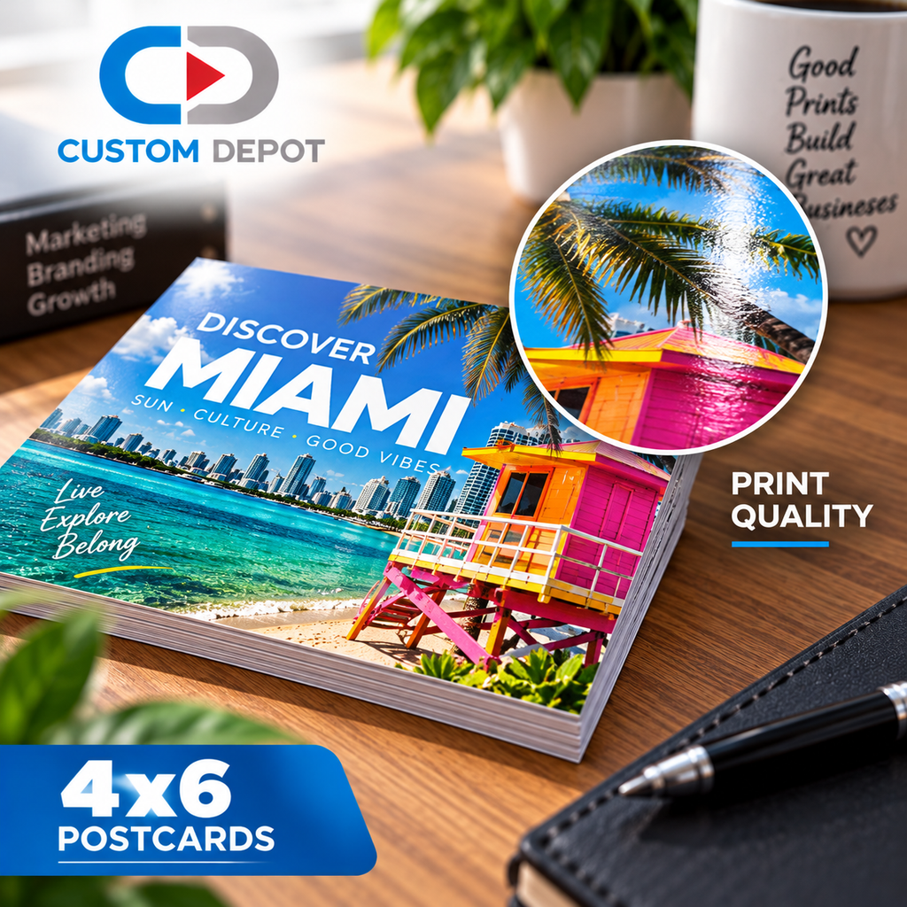Custom 4" × 6" Postcard Printing – Full Color Business Marketing & Promotional Postcards | 14pt Cardstock