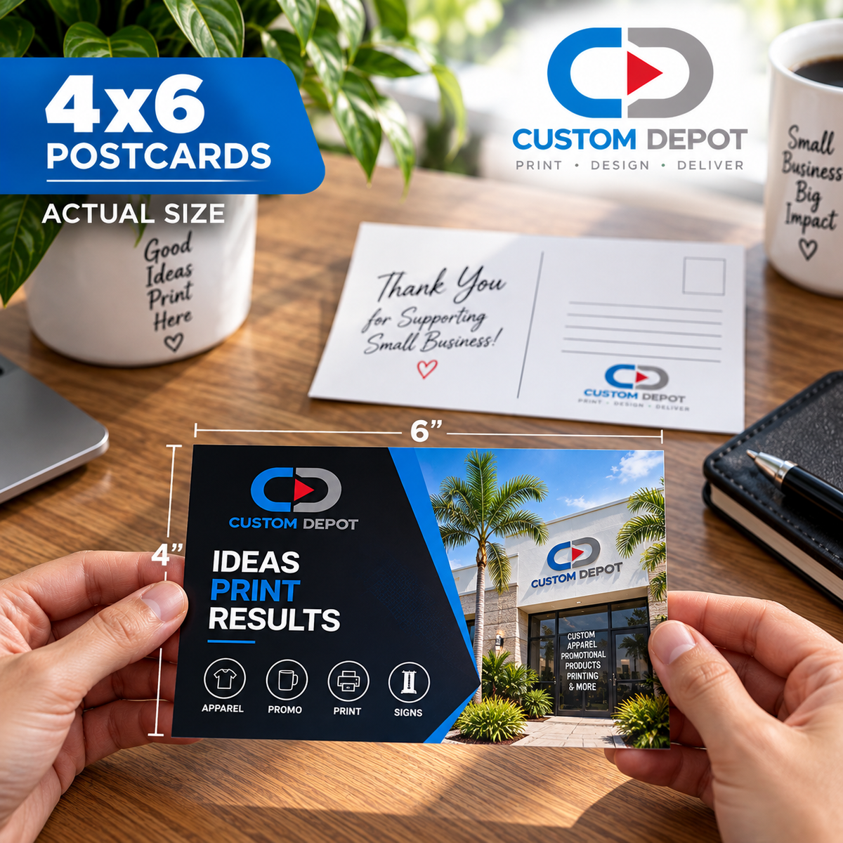 Custom 4" × 6" Postcard Printing – Full Color Business Marketing & Promotional Postcards | 14pt Cardstock