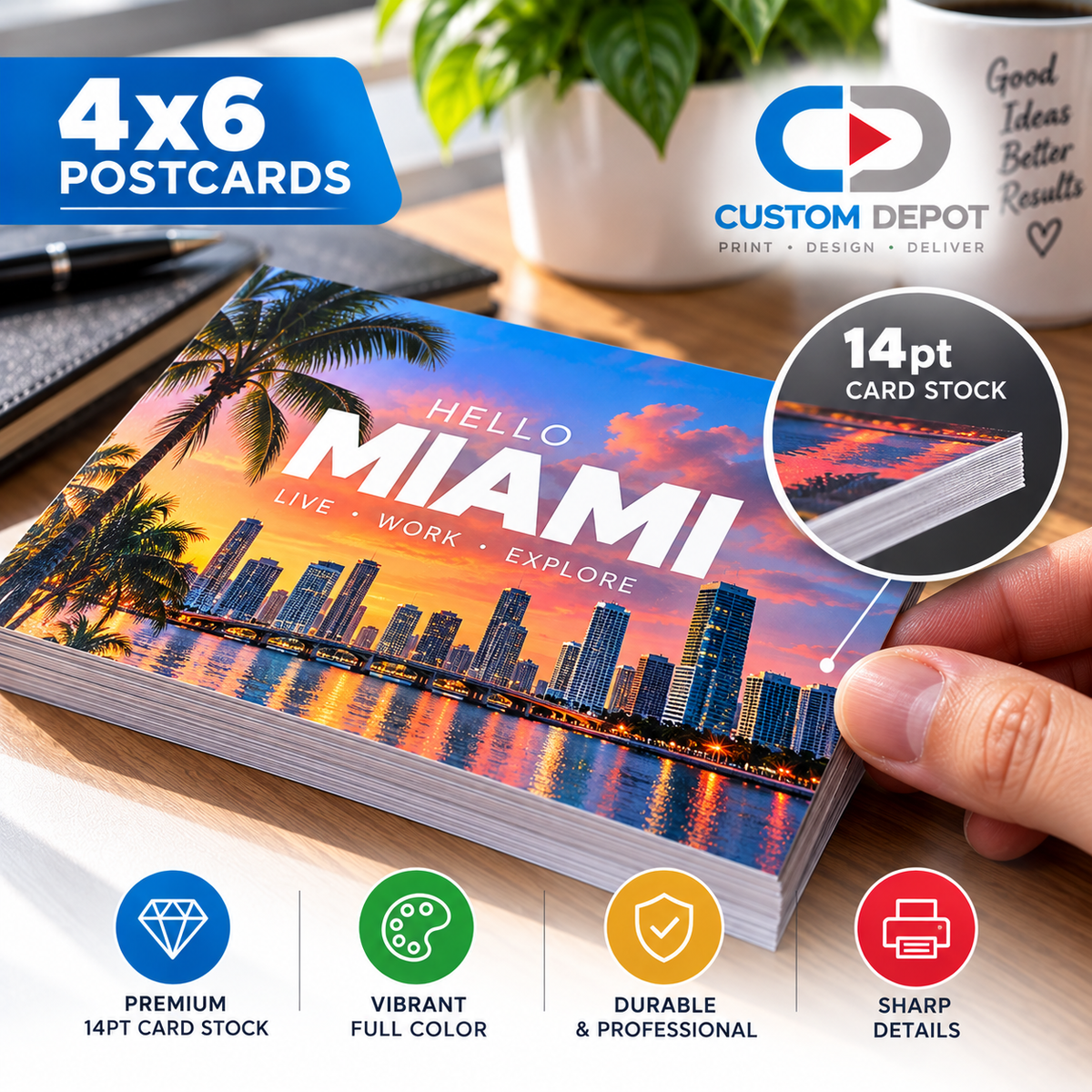 Custom 4" × 6" Postcard Printing – Full Color Business Marketing & Promotional Postcards | 14pt Cardstock
