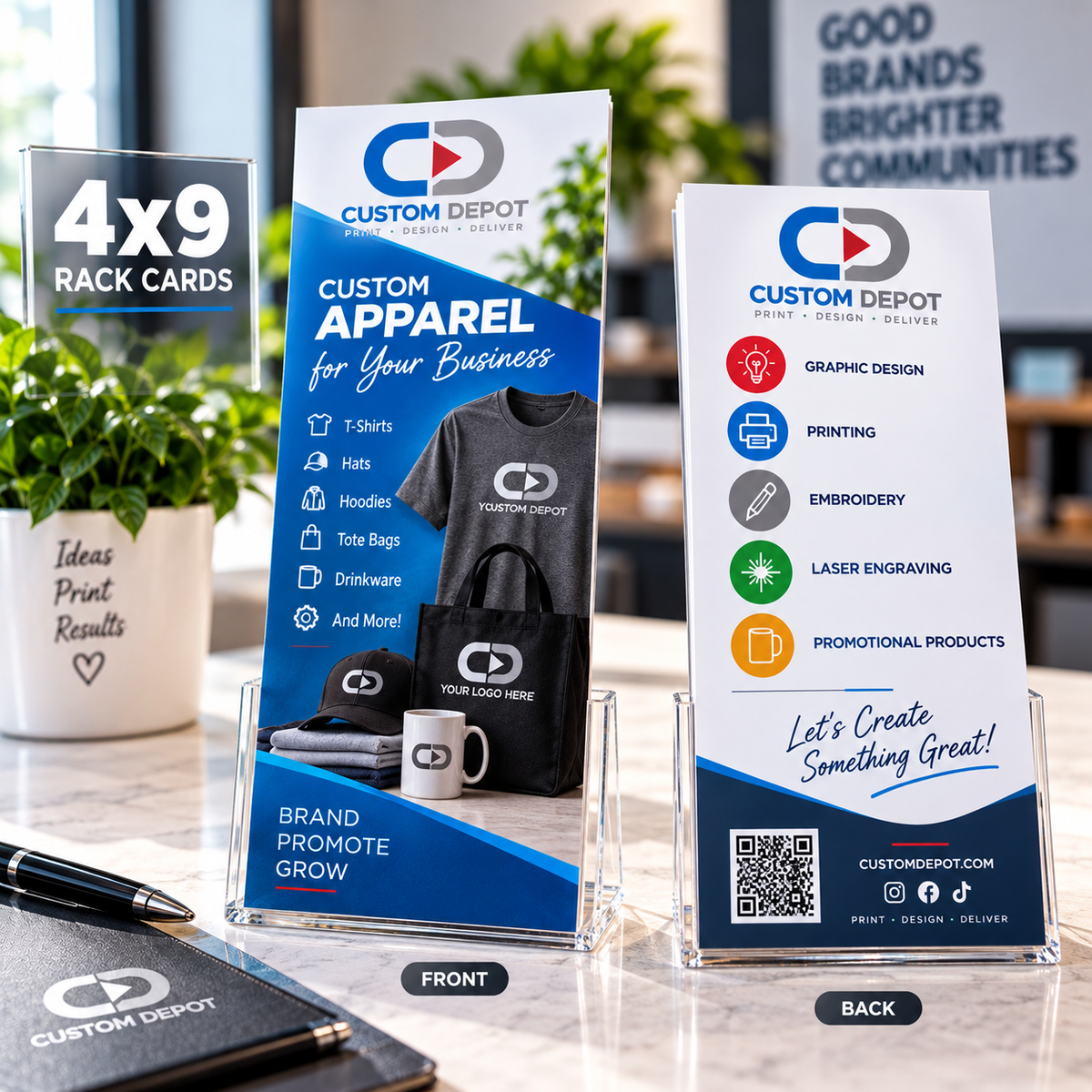 Custom 4" × 9" Rack Card Printing – Full Color Business Marketing Cards | Premium 14pt Cardstock