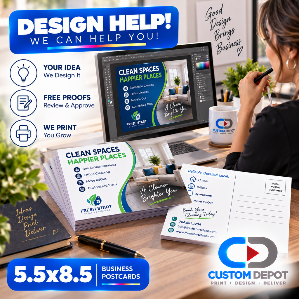 Custom 5.5" × 8.5" Business Postcards – Full Color Marketing & Promotional Printing | Premium 14pt Coated Cardstock