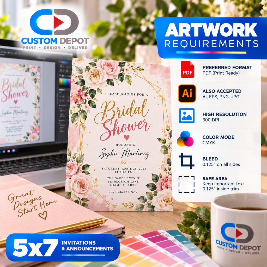 Custom 5x7 Invitations & Announcements – Full Color Personalized Birthday, Wedding, Quinceañera & Event Cards | 14pt Cardstock