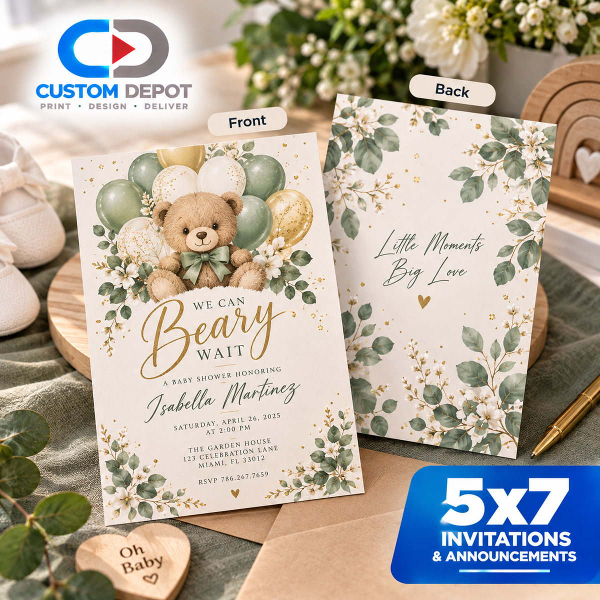 Custom 5x7 Invitations & Announcements – Full Color Personalized Birthday, Wedding, Quinceañera & Event Cards | 14pt Cardstock