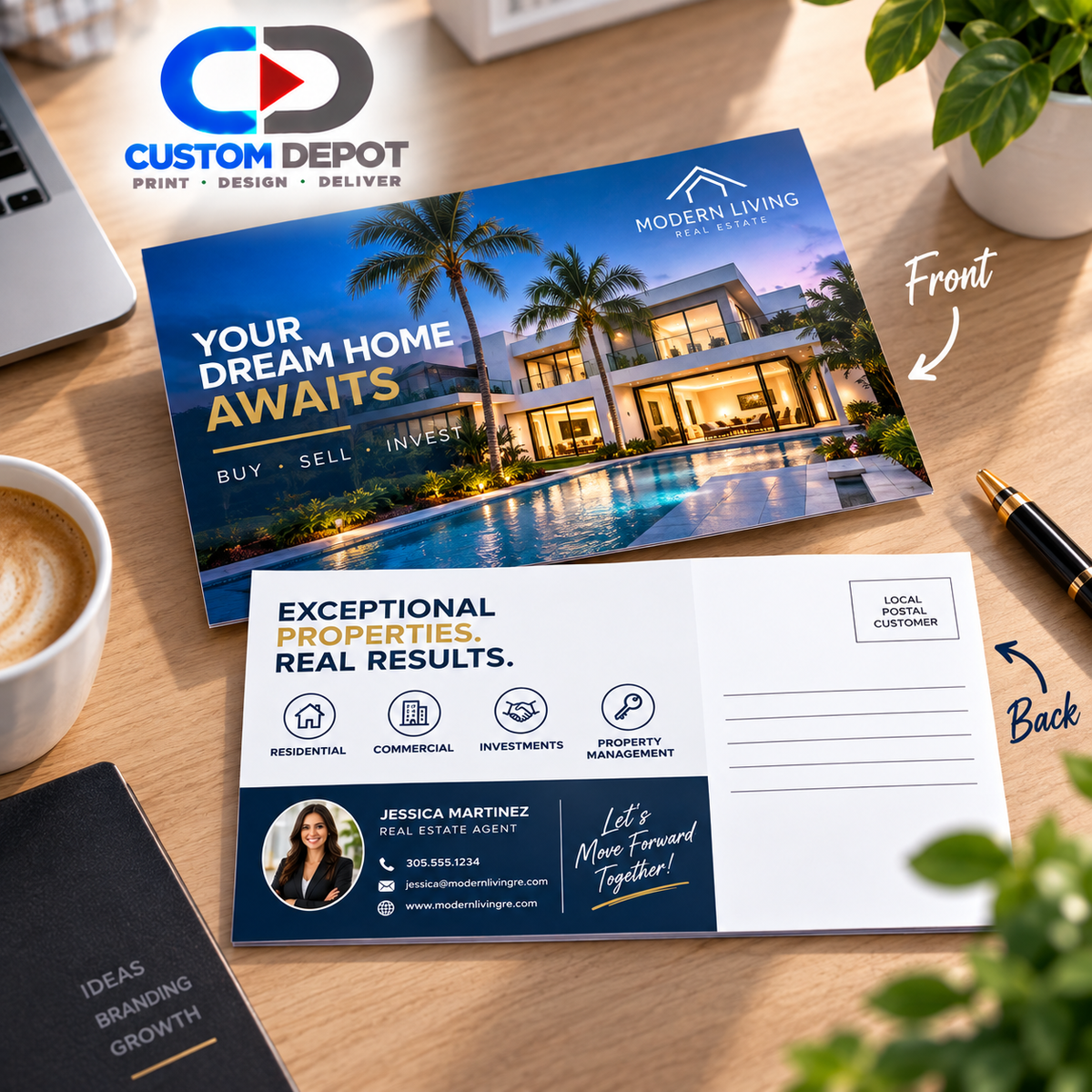 Custom 6.5" × 9" Marketing Postcards – Full Color Business Advertising & Direct Mail Printing | 14pt UV Coated Cardstock