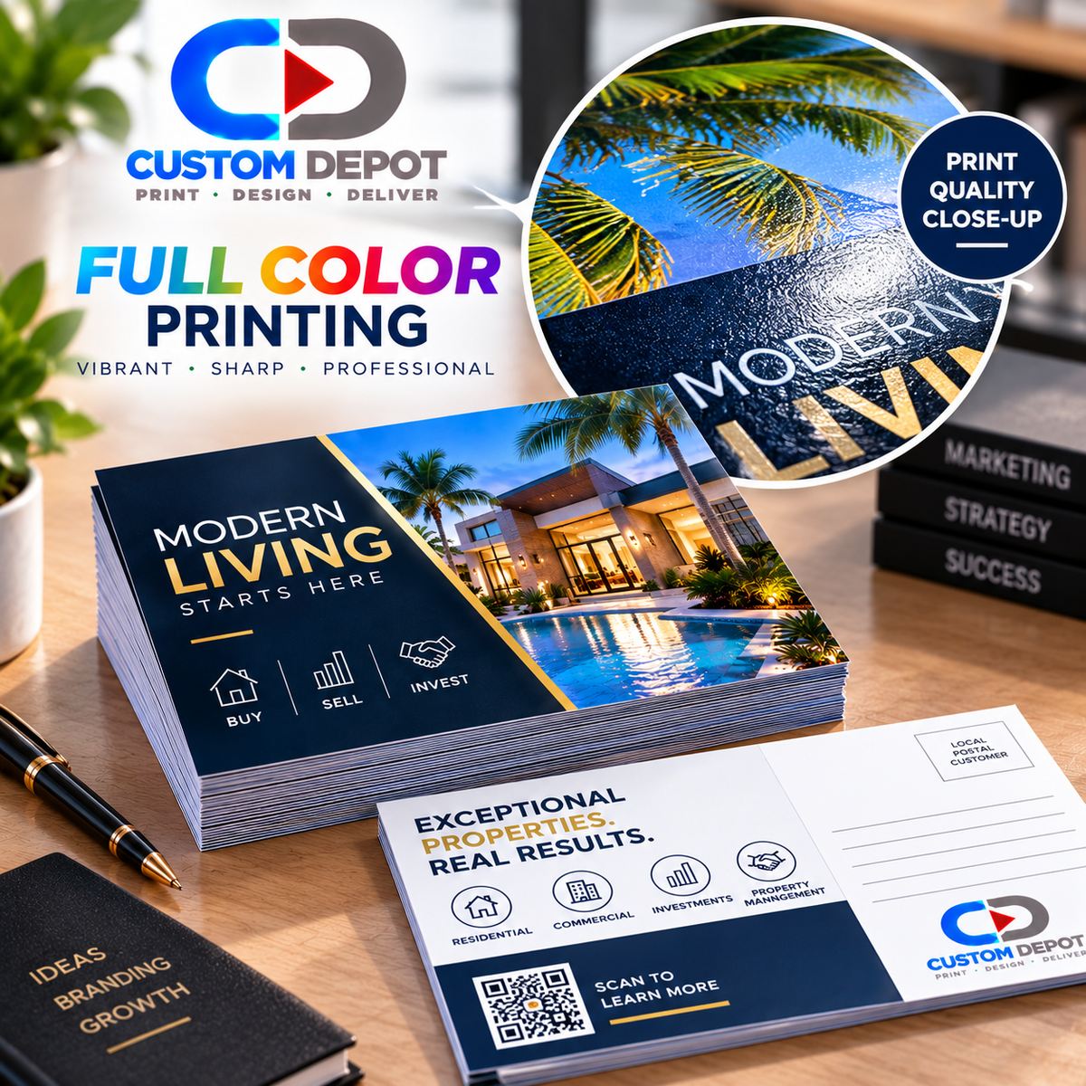 Custom 6.5" × 9" Marketing Postcards – Full Color Business Advertising & Direct Mail Printing | 14pt UV Coated Cardstock