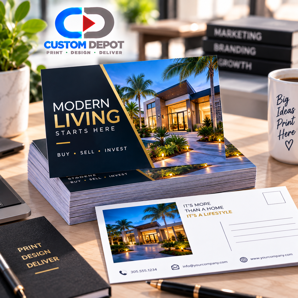 Custom 6.5" × 9" Marketing Postcards – Full Color Business Advertising & Direct Mail Printing | 14pt UV Coated Cardstock