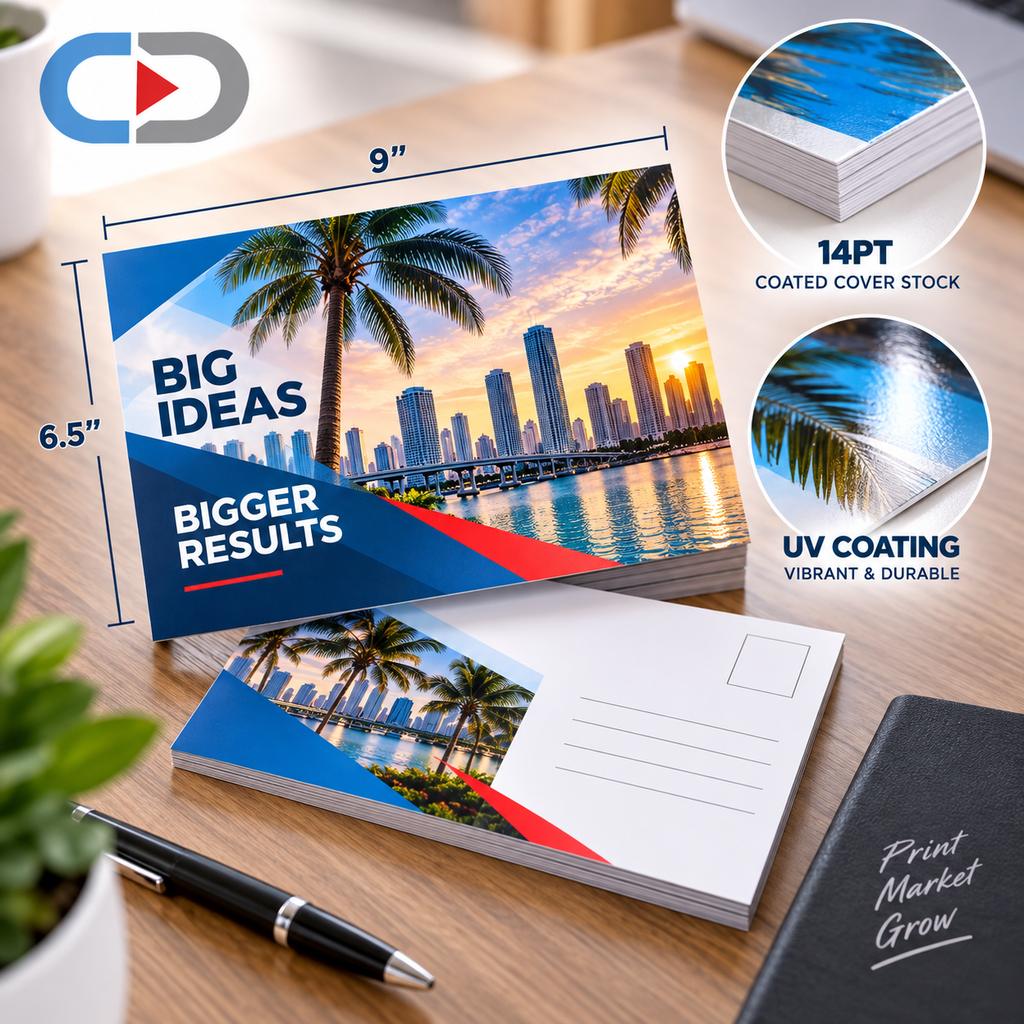 Custom 6.5" × 9" Marketing Postcards – Full Color Business Advertising & Direct Mail Printing | 14pt UV Coated Cardstock