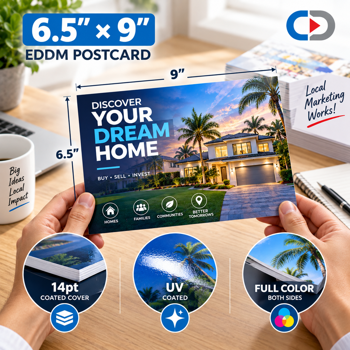 6.5" x 9" EDDM Postcards – Full Color Printing & Mailing | 14pt UV Coated