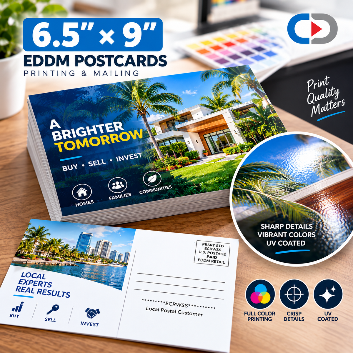 6.5" x 9" EDDM Postcards – Full Color Printing & Mailing | 14pt UV Coated