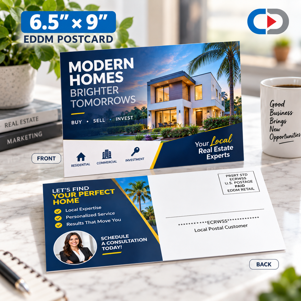 6.5" x 9" EDDM Postcards – Full Color Printing & Mailing | 14pt UV Coated