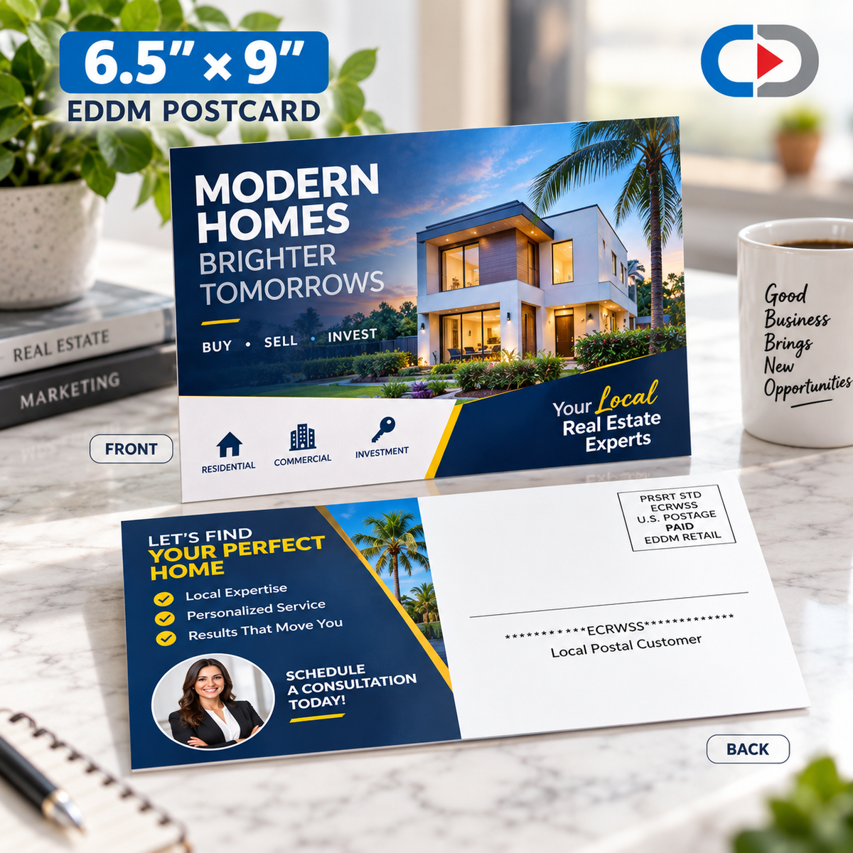 6.5" x 9" EDDM Postcards – Full Color Printing & Mailing | 14pt UV Coated