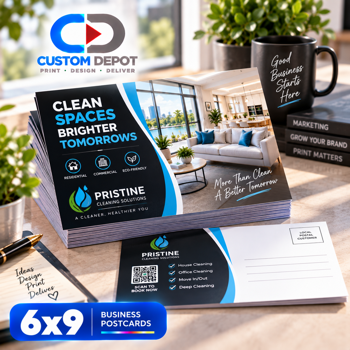 Custom 6" × 9" Business Postcards – Full Color Direct Mail & Marketing Postcard Printing | Premium 14pt Coated Cardstock