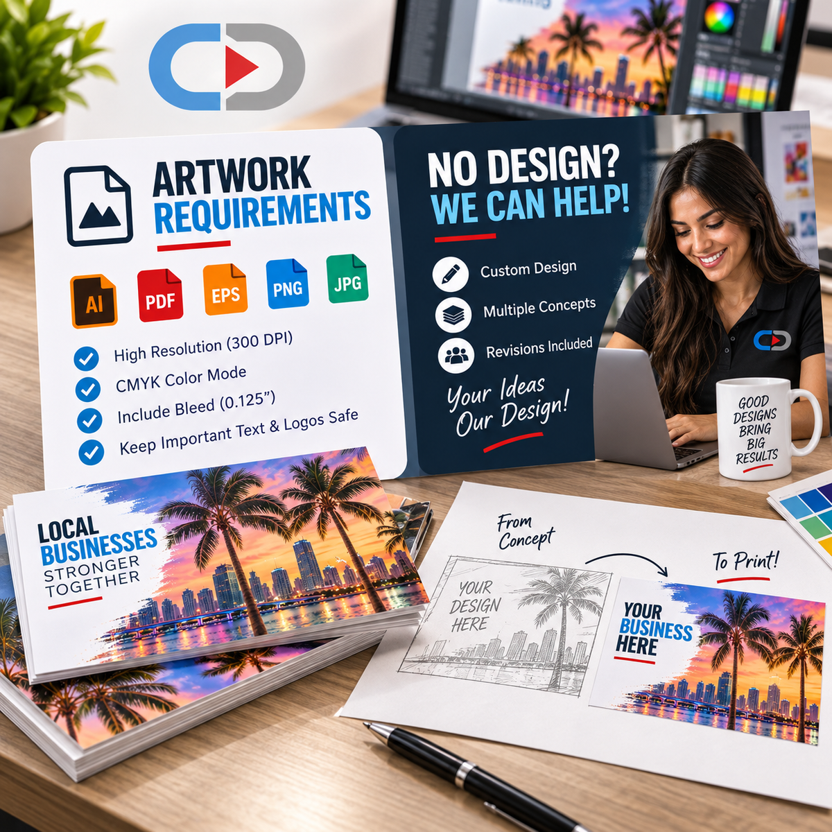 6.25" x 11" Oversized Postcard Printing | 14pt Glossy UV | Custom Marketing Postcards