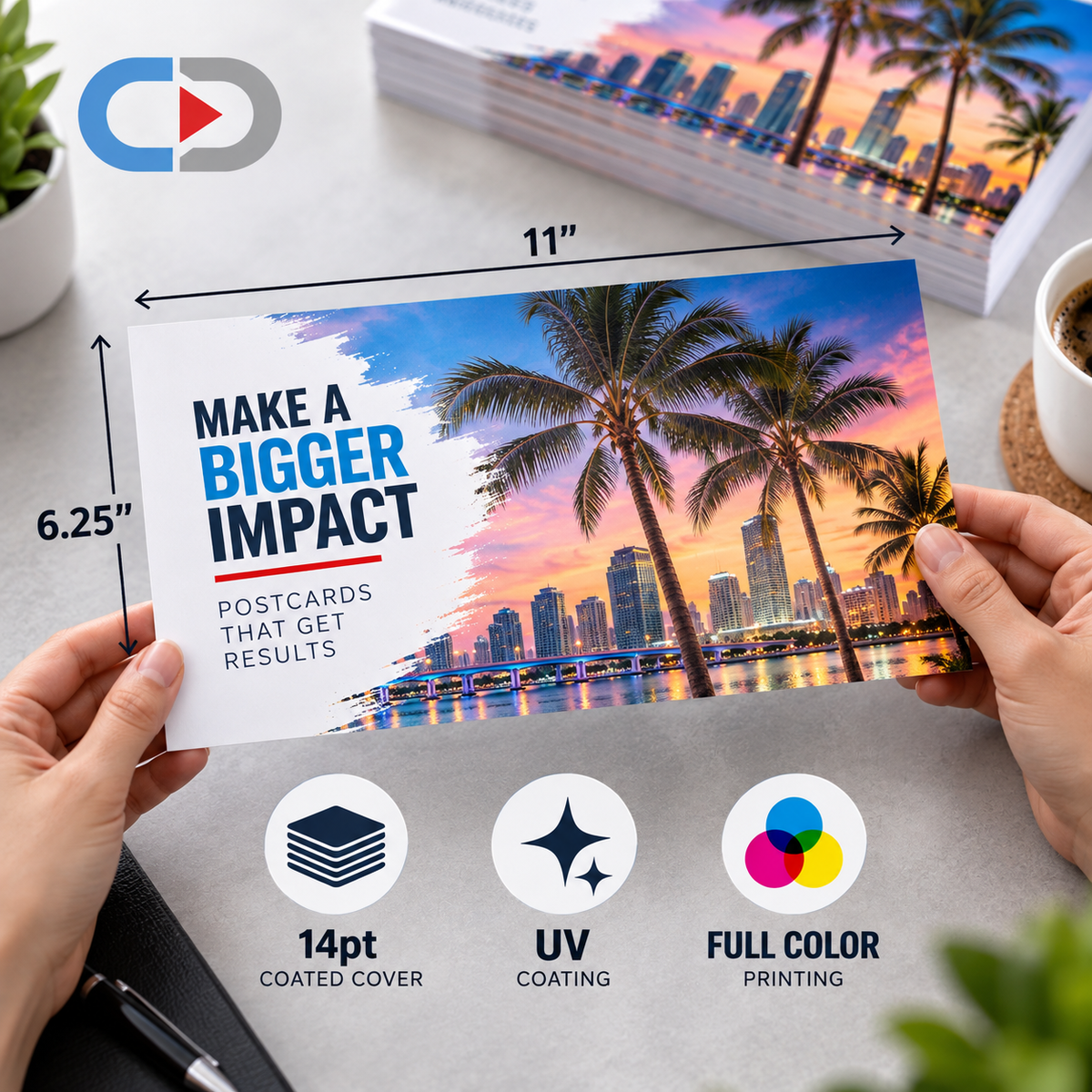 6.25" x 11" Oversized Postcard Printing | 14pt Glossy UV | Custom Marketing Postcards