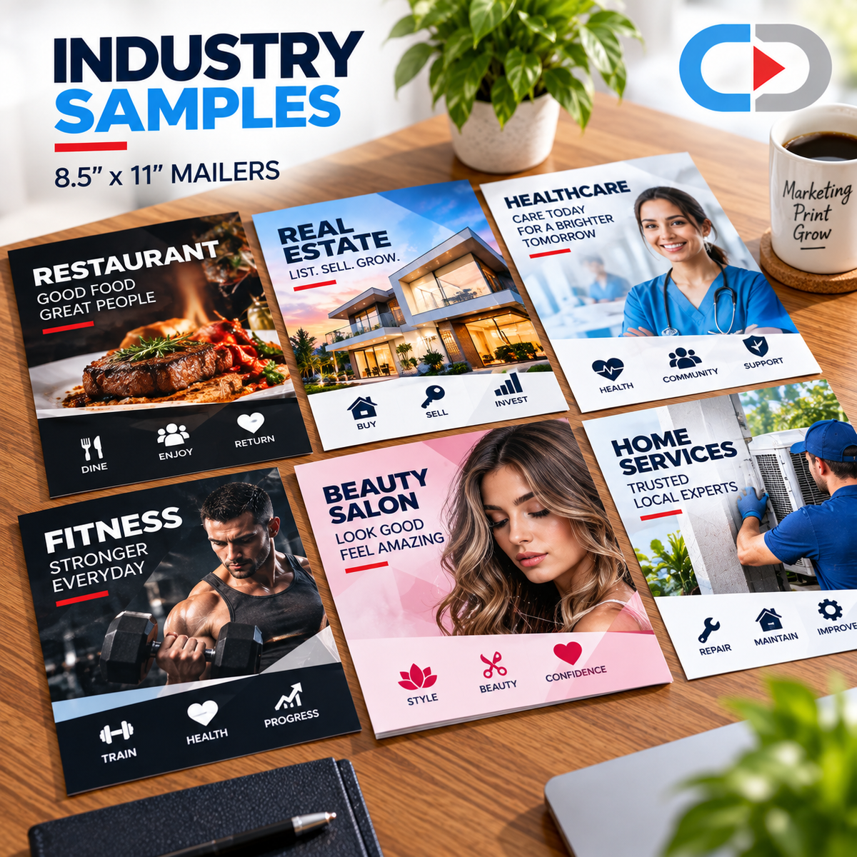 8.5" x 11" Oversized Marketing Mailers | Full Color Custom Printing – 14pt UV Coated