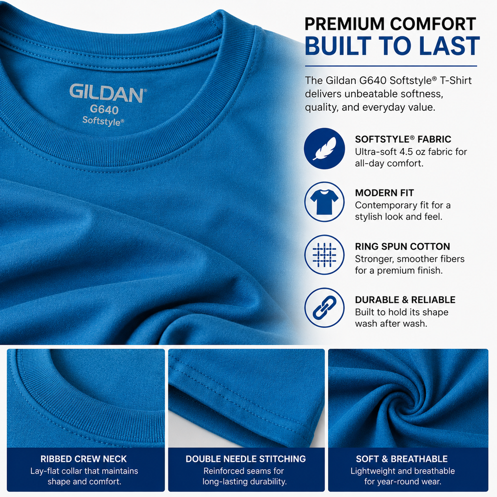 Gildan Adult Unisex Softstyle®  Ringspun Cotton Short Sleeve T-Shirt (G640)