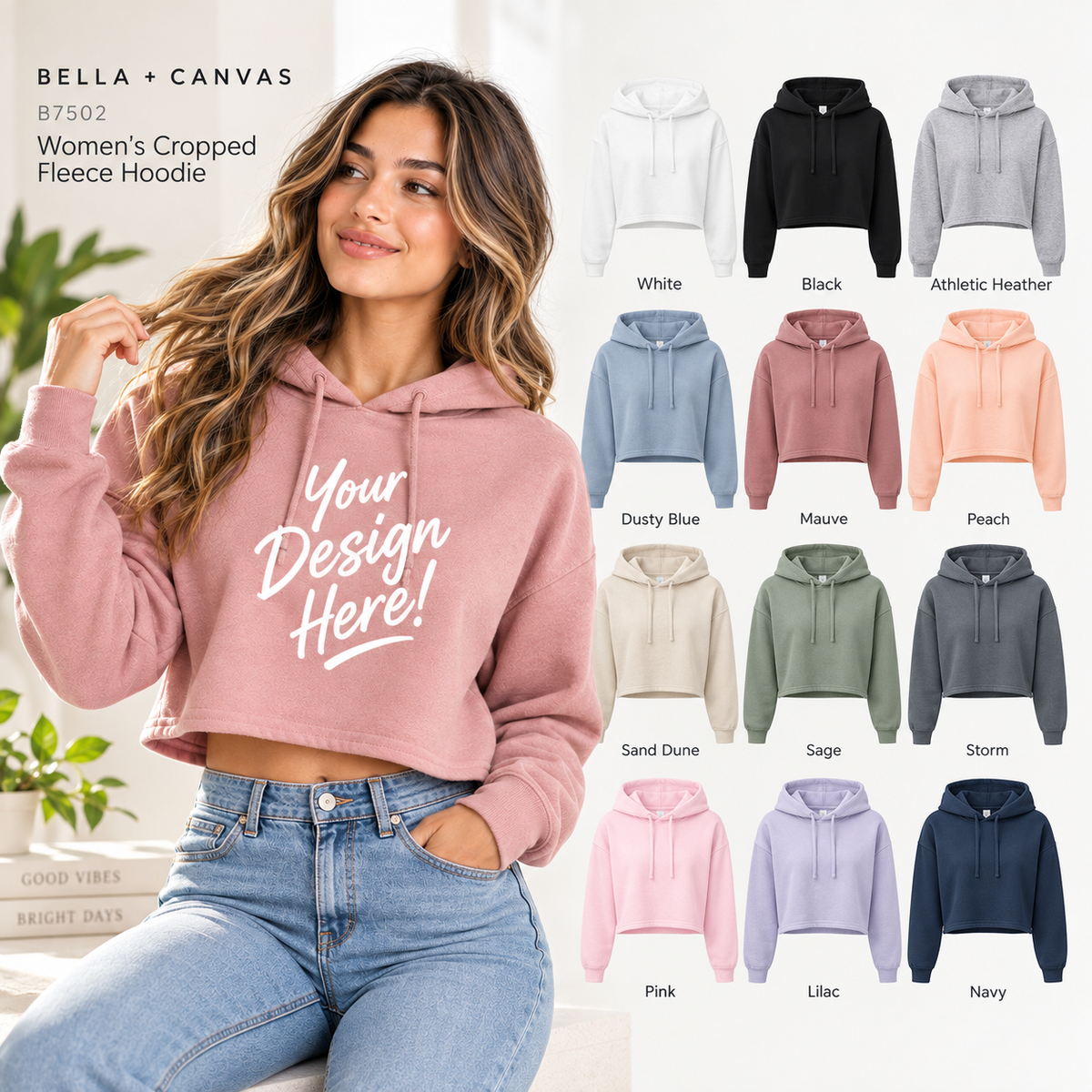 Bella + Canvas  Women's Cropped Fleece Hoodie (B7502)