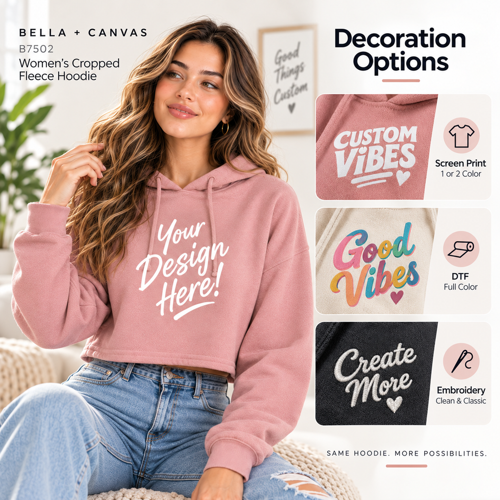 Bella + Canvas  Women's Cropped Fleece Hoodie (B7502)