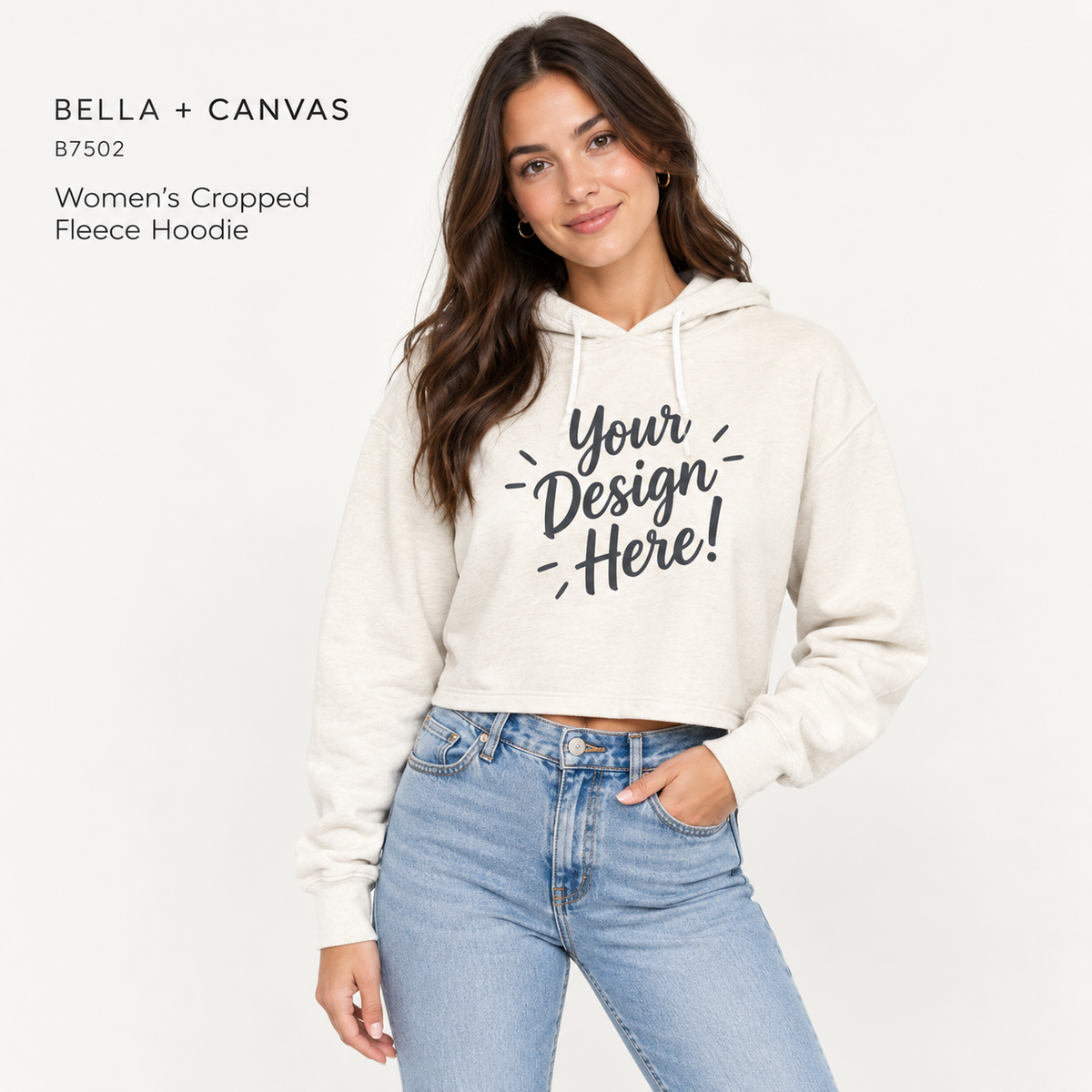 Bella + Canvas  Women's Cropped Fleece Hoodie (B7502)