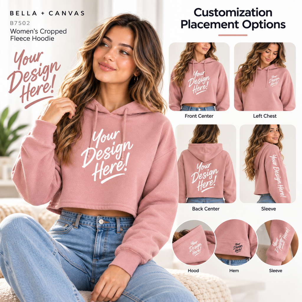 Bella + Canvas  Women's Cropped Fleece Hoodie (B7502)