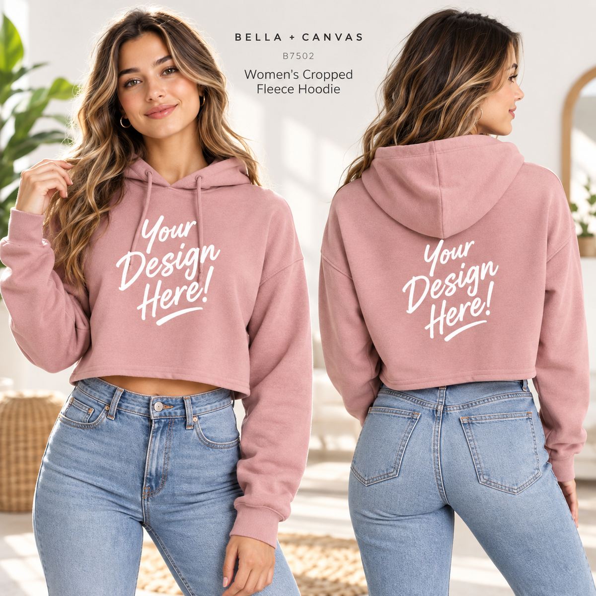 Bella + Canvas  Women's Cropped Fleece Hoodie (B7502)