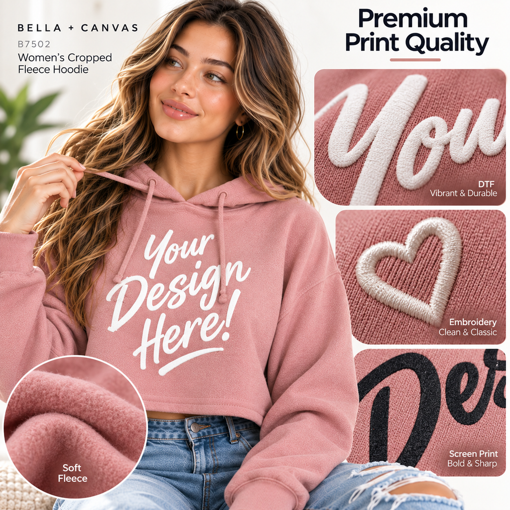 Bella + Canvas  Women's Cropped Fleece Hoodie (B7502)