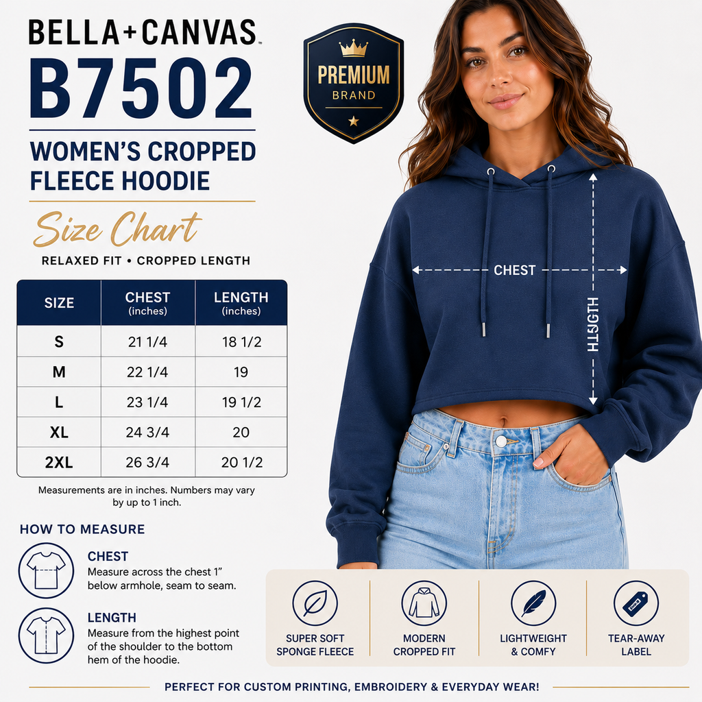 Bella + Canvas  Women's Cropped Fleece Hoodie (B7502)