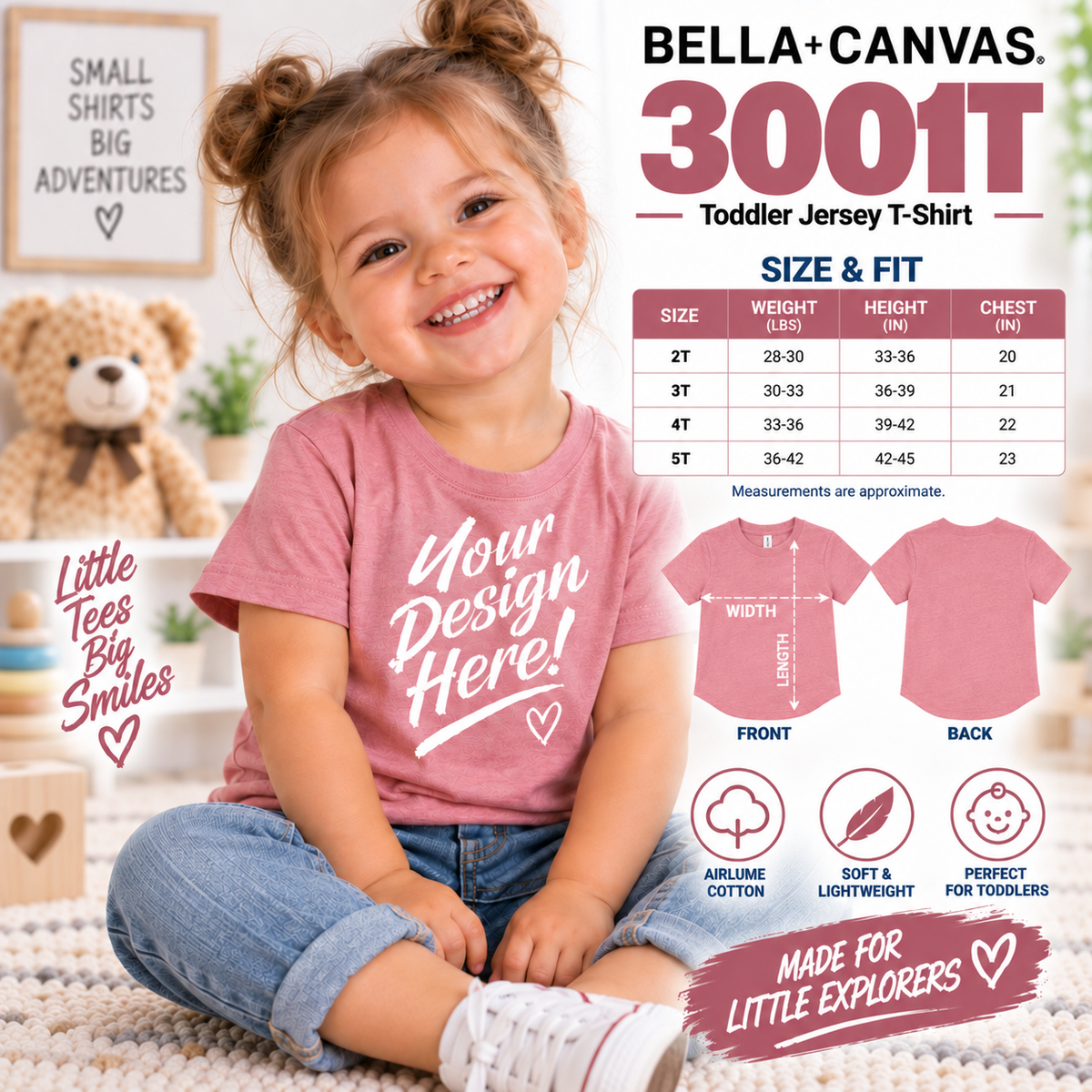 Bella + Canvas Toddler Jersey T-Shirt (3001T)