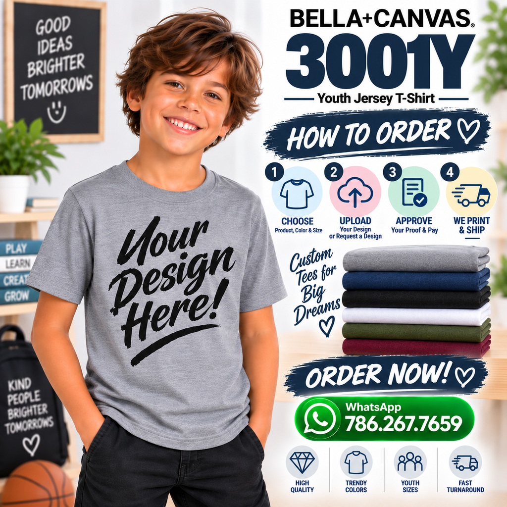 Bella + Canvas  Youth Jersey T-Shirt (3001Y)