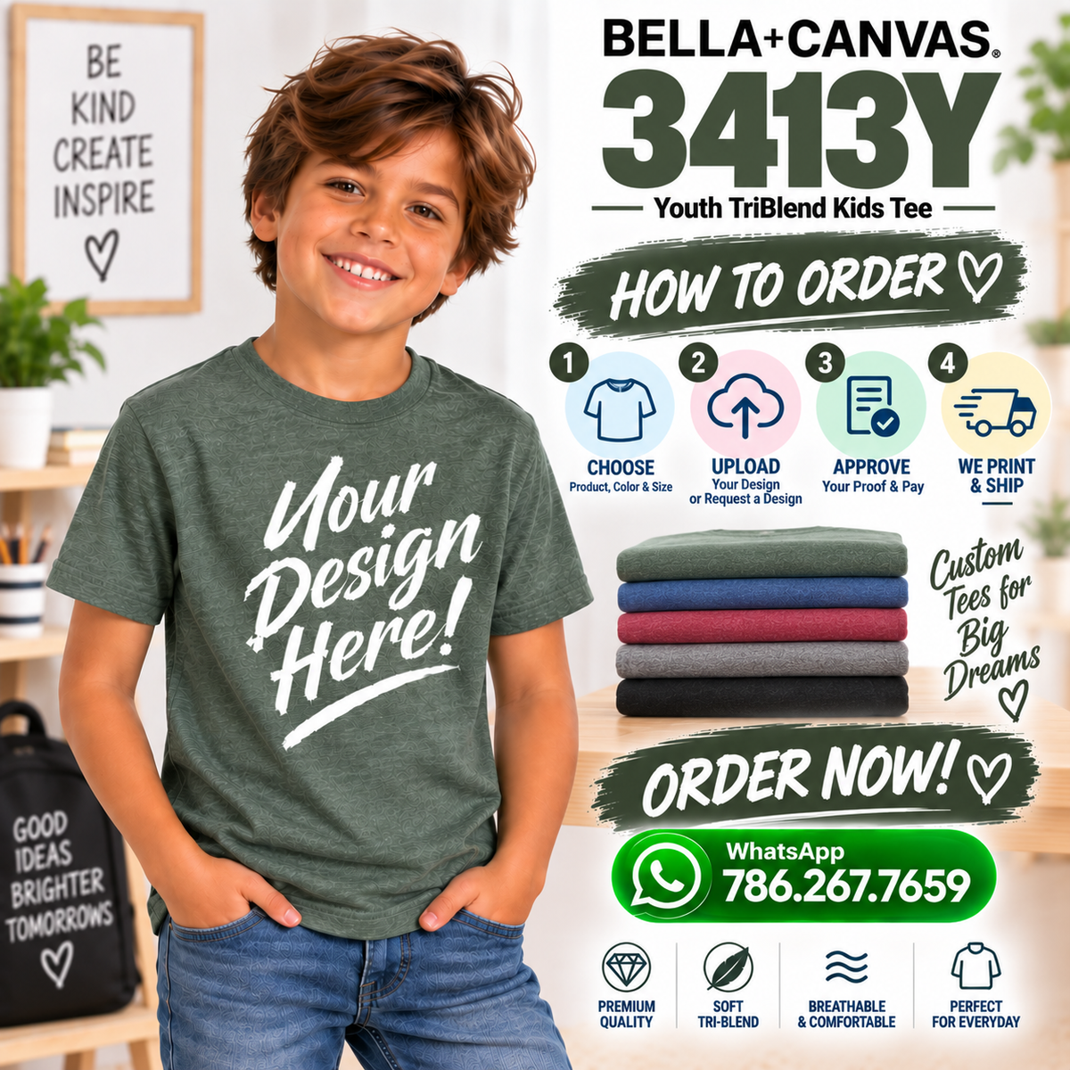 Bella + Canvas  Youth TriBlend Kids Tee (3413Y)