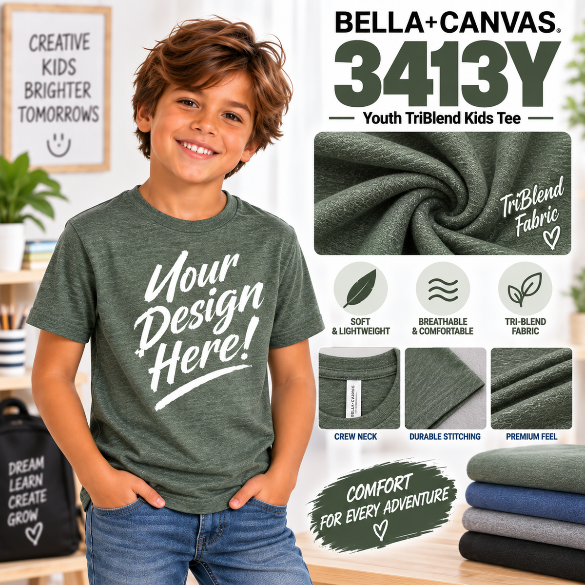 Bella + Canvas  Youth TriBlend Kids Tee (3413Y)
