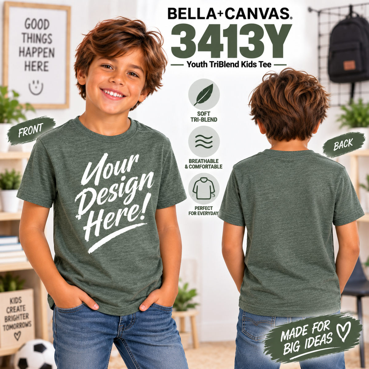 Bella + Canvas  Youth TriBlend Kids Tee (3413Y)