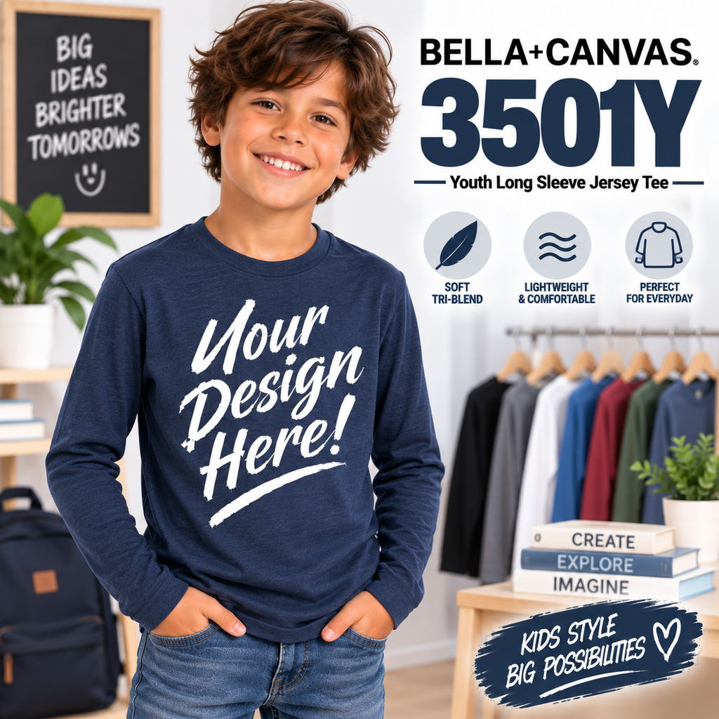 Bella + Canvas Youth Long Sleeve Jersey Tee  (3501Y)
